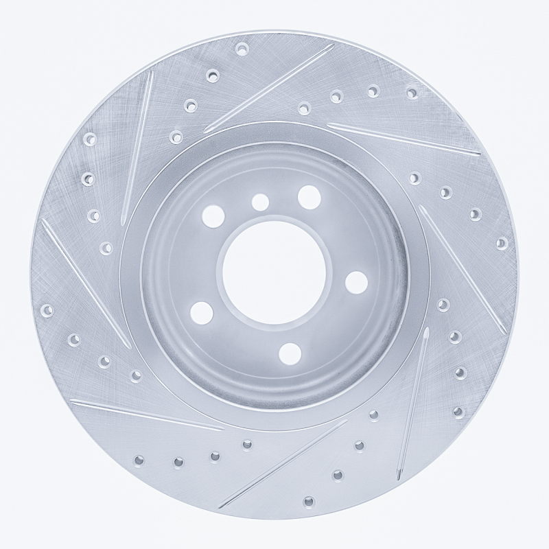 BMW 528i Brake Rotor (1) - Front Right - R1 Concepts - Drilled & Slotted - Silver - `11-`16